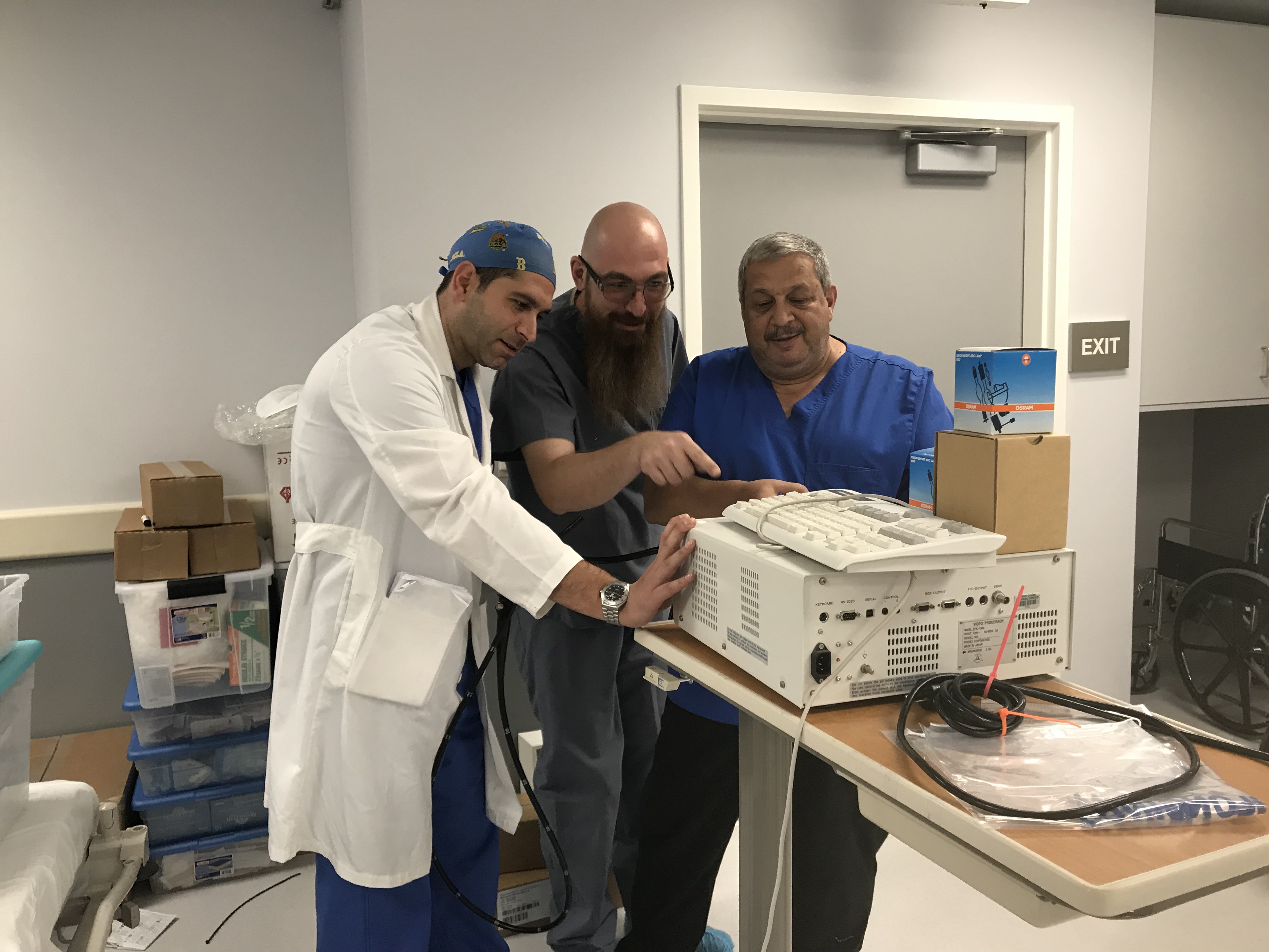 L to R: Gastroenterologist Dr. Edgar Mehdikhani, GI Tech Vartan Lalayan, and Surgery Center Administrator Raffi Sarkissian make final reviews of the GI scopes and processors. L to R: Gastroenterologist Dr. Edgar Mehdikhani, GI Tech Vartan Lalayan, and Surgery Center Administrator Raffi Sarkissian make final reviews of the GI scopes and processors.