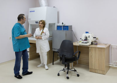 Los Angeles based pathologist Dr. Stephan Grigoryan works at the Stepanakert Hospital’s laboratory developing plans to expand the pathology service line.
