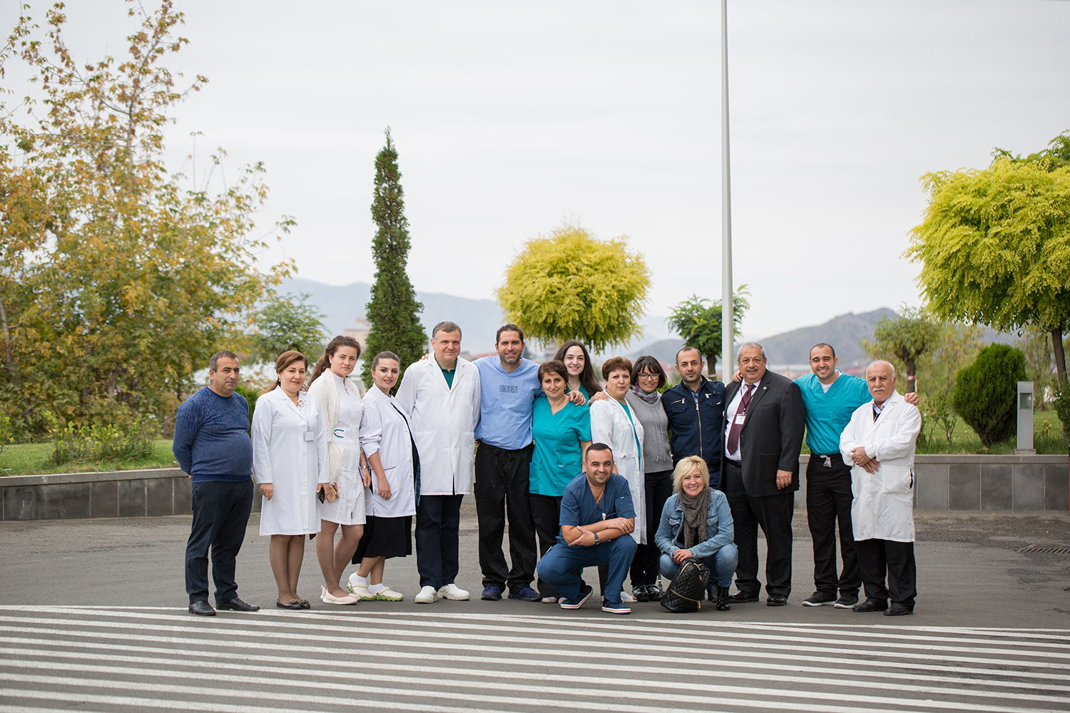 CCSC and Stepanakert Republican Medical Center teams at the hospital grounds, after a week long intensive medical training mission. 